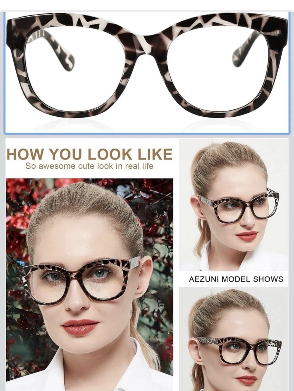 Women's Black & White Tortoiseshell Cat-Eye Glasses
